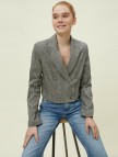 Crop Kruvaze Blazer Ceket Kareli