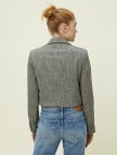 Crop Kruvaze Blazer Ceket Kareli