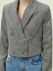 Crop Kruvaze Blazer Ceket Kareli
