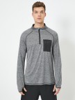 Fermuar Detaylı Yüksek Yaka Cep Detaylı Sweatshirt Fermuar Detaylı Yüksek Yaka Cep Detaylı Sweatshirt