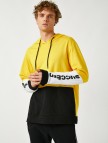 Yazılı Baskılı Kapüşonlu Uzun Kollu Sweatshirt Yazılı Baskılı Kapüşonlu Uzun Kollu Sweatshirt