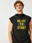 Yazılı Baskılı Kapüşonlu Kısa Kollu Sweatshirt Yazılı Baskılı Kapüşonlu Kısa Kollu Sweatshirt
