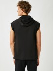 Yazılı Baskılı Kapüşonlu Kısa Kollu Sweatshirt Yazılı Baskılı Kapüşonlu Kısa Kollu Sweatshirt