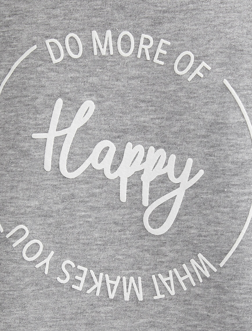 Bisiklet Yaka Sweatshirt Slogan Baskılı
