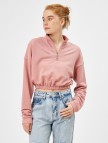 Dik Yaka Sweatshirt Fermuarlı Pamuklu