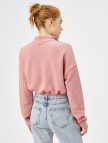 Dik Yaka Sweatshirt Fermuarlı Pamuklu