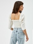 Crop Bluz Fırfır Detaylı Kare Yaka