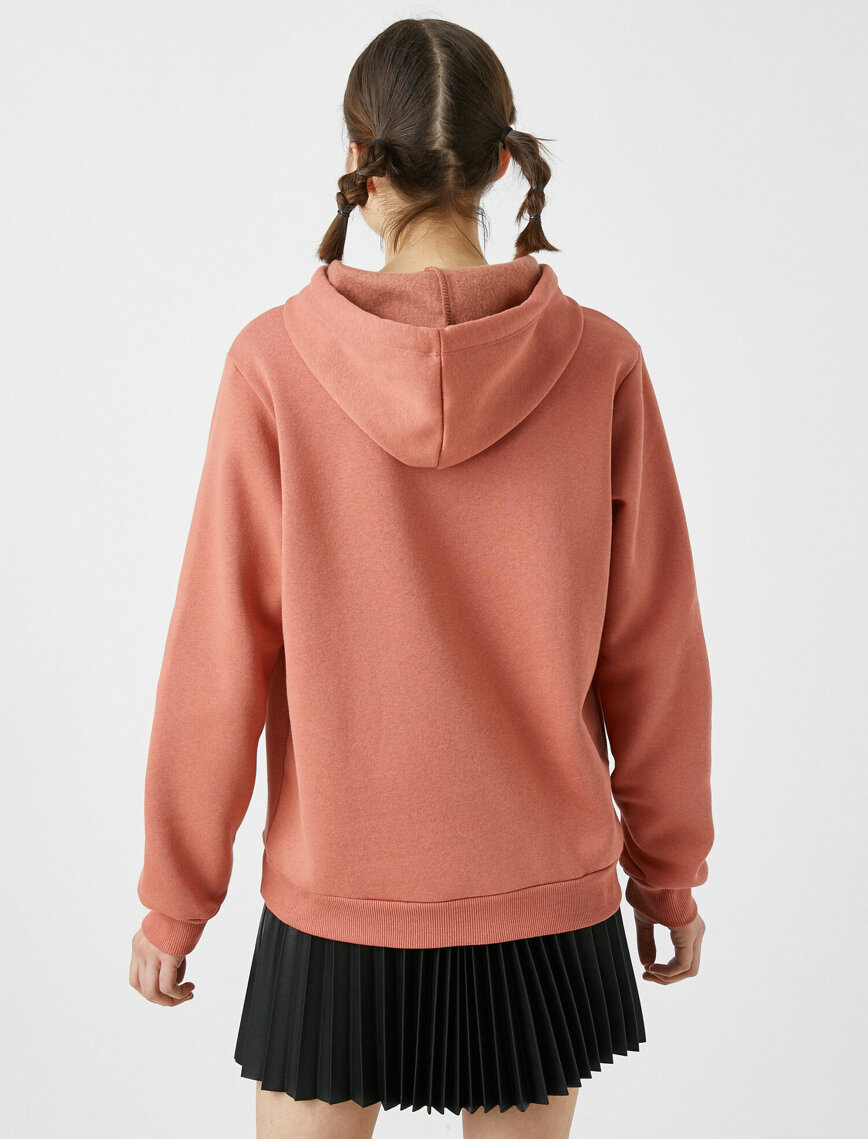 Pamuklu Kapüşonlu Baskılı Sweatshirt