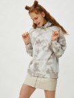 Kapüşonlu Sweatshirt Batik Desenli Pamuklu Kapüşonlu Sweatshirt Batik Desenli Pamuklu