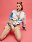 Pamuklu Dik Yaka Batik Sweatshirt