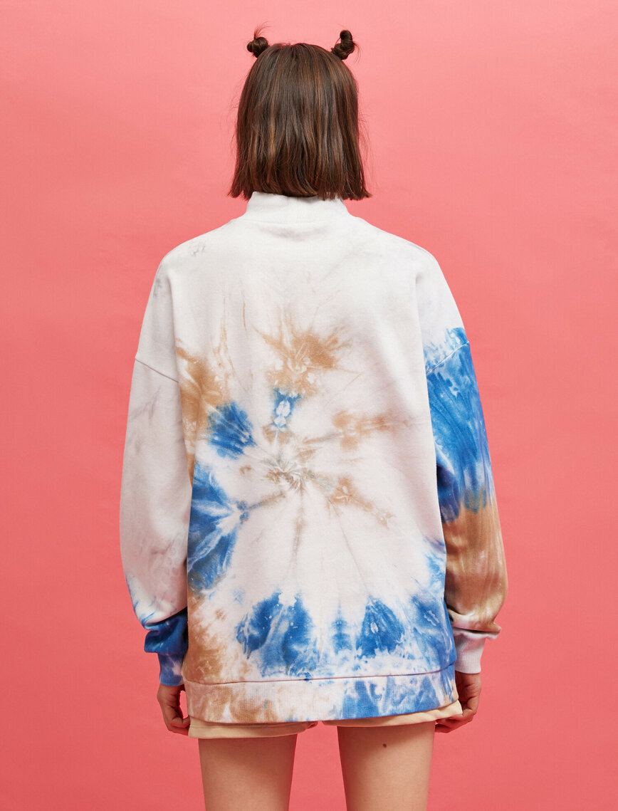 Pamuklu Dik Yaka Batik Sweatshirt