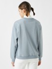 Pamuklu Bisiklet Yaka Baskılı Sweatshirt