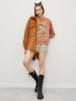 Pamuklu Bisiklet Yaka Yazılı Baskılı Sweatshirt