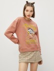 Pamuklu Bisiklet Yaka Yazılı Baskılı Sweatshirt