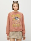 Pamuklu Bisiklet Yaka Yazılı Baskılı Sweatshirt