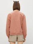 Pamuklu Bisiklet Yaka Yazılı Baskılı Sweatshirt