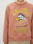 Pamuklu Bisiklet Yaka Yazılı Baskılı Sweatshirt