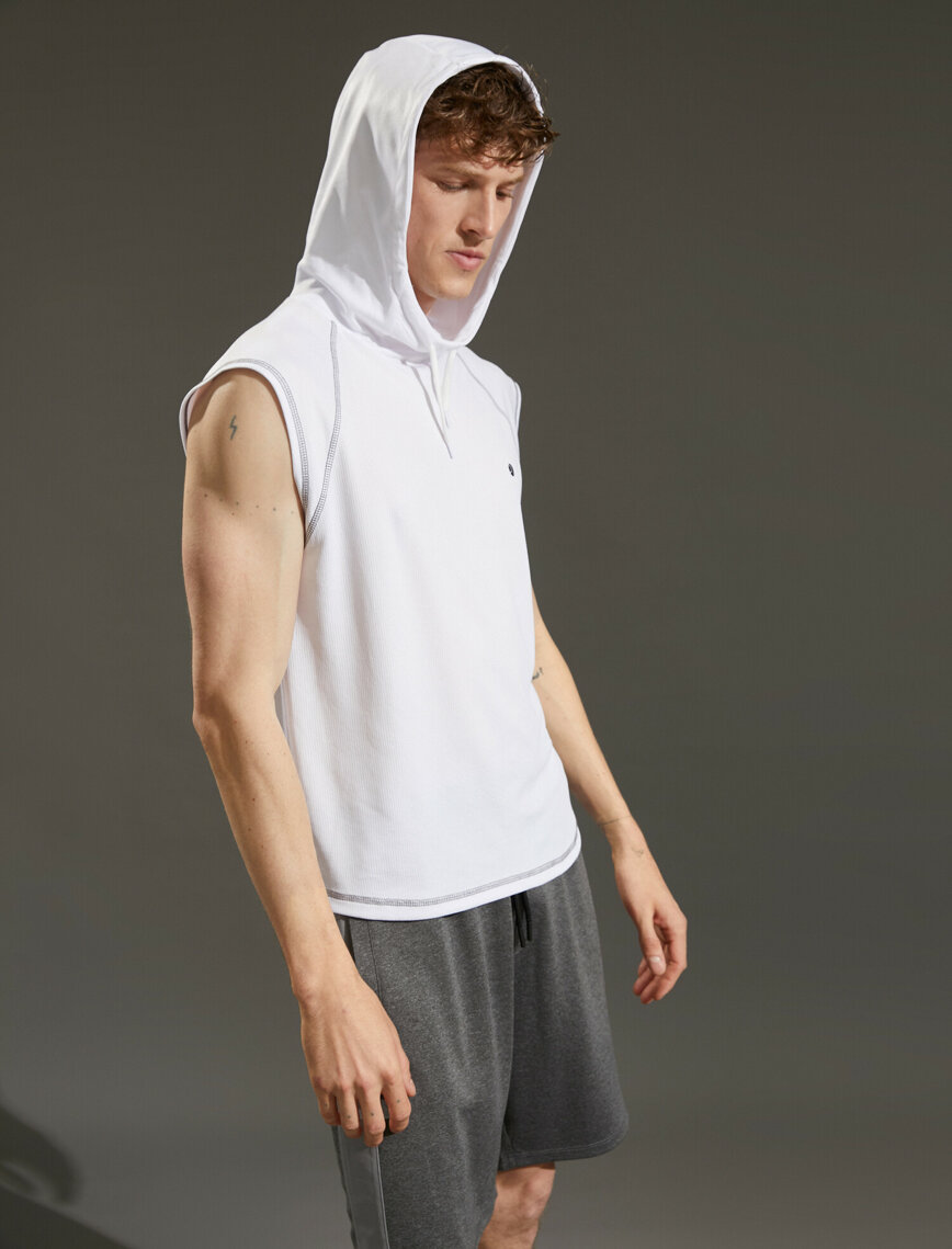 Kapüşonlu Sweatshirt Kolsuz Kapüşonlu Sweatshirt Kolsuz